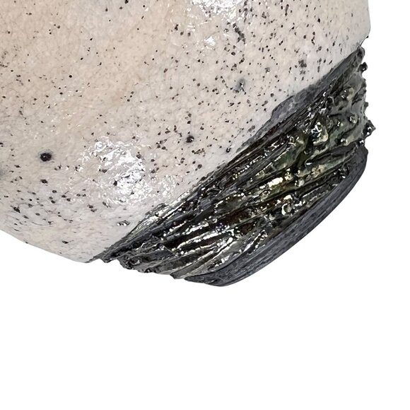 Raku Pottery Fish Vase Teal Black Glazed Textured Iridescent Artistic Signed - Picture 7 of 12